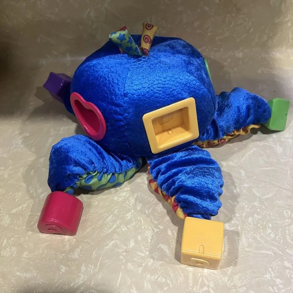 Toy Quest Talking OCTOPUS Blue Plush Attached Colorful Shapes Patterned Arms